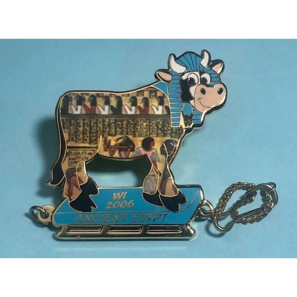 OM,2006 Odyssey of The Minds Wisconsin-Ancient Egypt-Painted Cow Pin w/chain